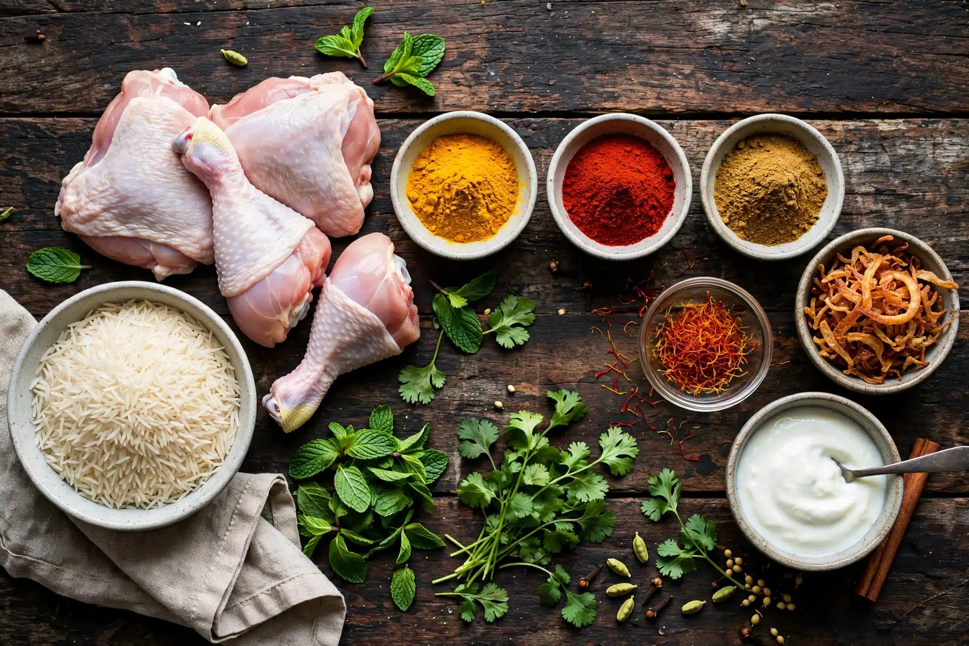 Fresh ingredients for biryani